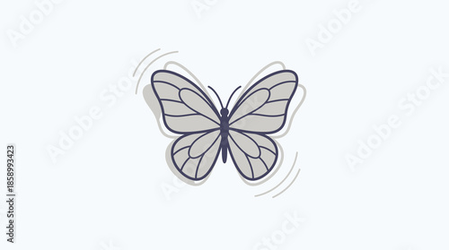 Stylized Butterfly Illustration with Wavy Motion Lines.