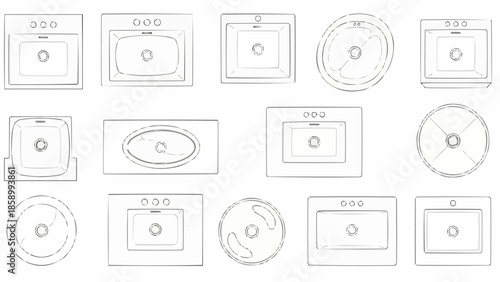 Collection of various bathroom sink designs and styles.