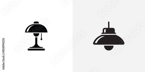 Two black desk lamps with different lighting