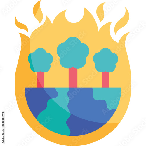 Wildfire Trees Climate Change Illustration


