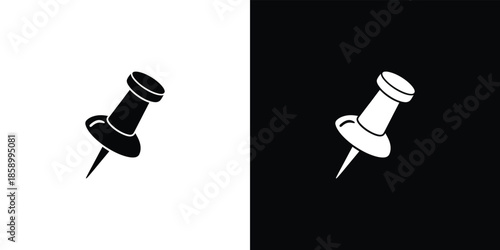 Two Push Pins on Black and White Background thumbtack 2