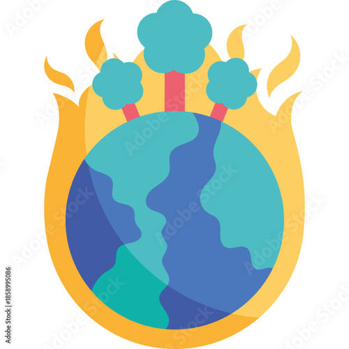 Wildfire Trees Climate Change Illustration


