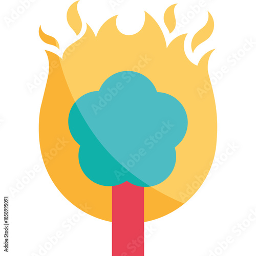 Wildfire Trees Climate Change Illustration


