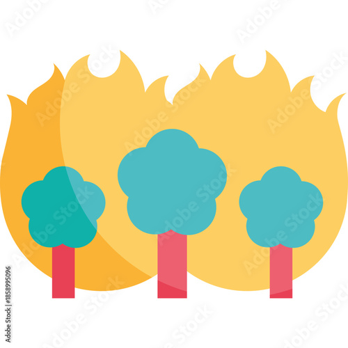 Wildfire Trees Climate Change Illustration



