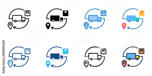 Logistics icons set multiple style collection. Editable stroke 
