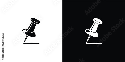 Two Push Pins on Black and White Background thumbtack