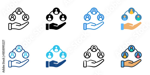 Human resources icons set multiple style collection. Editable stroke 
