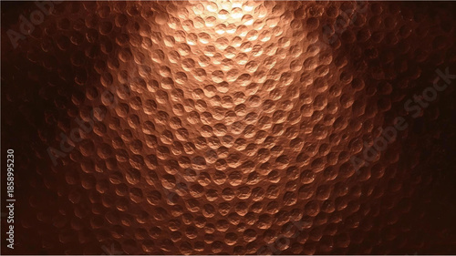 Close-up of a textured hammered copper surface with warm metallic sheen and intricate dimpled pattern.