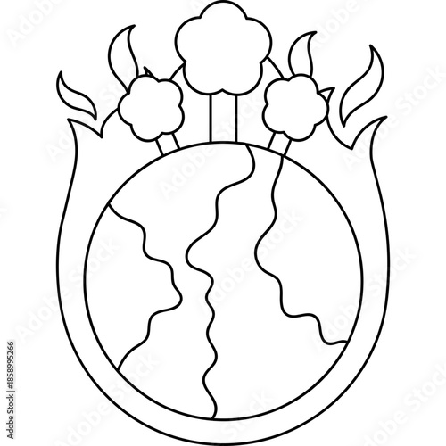 Wildfire Trees Climate Change Illustration


