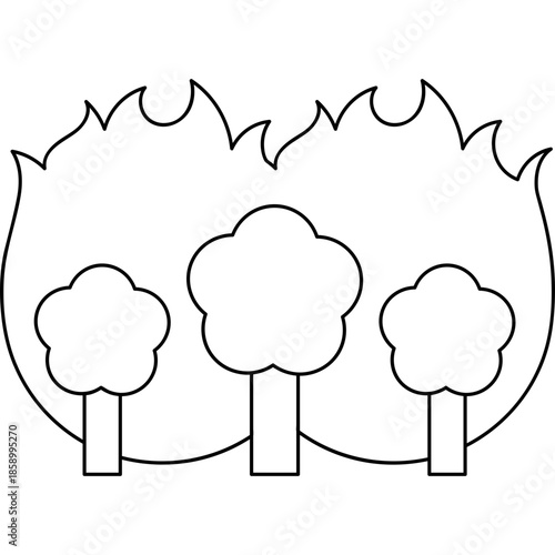 Wildfire Trees Climate Change Illustration


