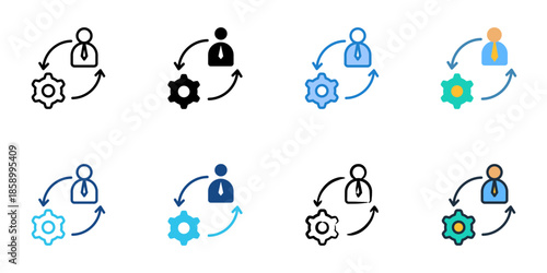 Change management icons set multiple style collection. Editable stroke 

