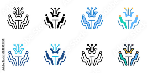 IT consulting icons set multiple style collection. Editable stroke 
