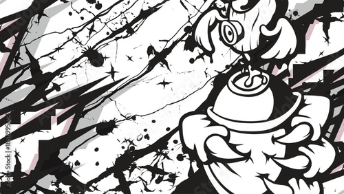 Urban Graffiti Vector Background with Spray Can Monster and Abstract Spikes