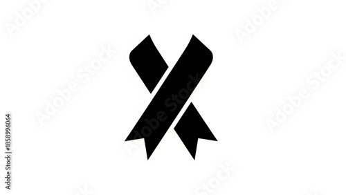 Black ribbon symbol a simple vector icon representing mourning remembrance or awareness isolated on a white background