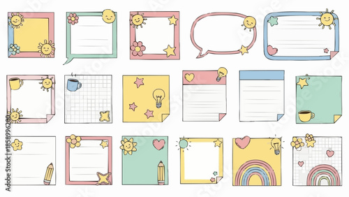Cute Stationery Elements for Notes and Planning.