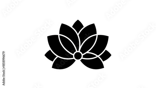 Black lotus flower icon minimalist vector illustration for wellness and spa branding isolated on white background