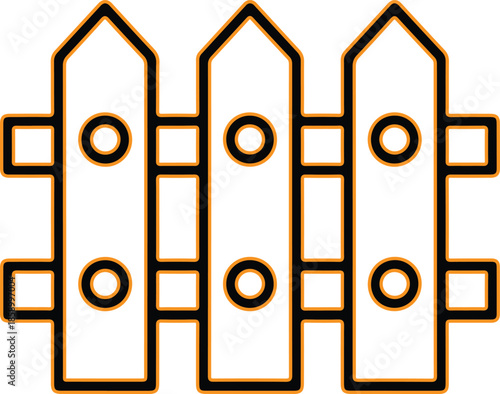 Simple fence icon with three posts