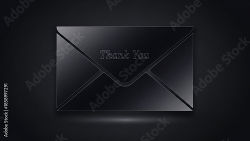 Elegant black envelope with embossed Thank You text a sophisticated symbol for gratitude and appreciation perfect for business correspondence or personal notes