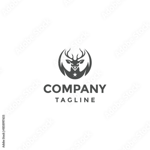 Deer logo icon design template flat vector