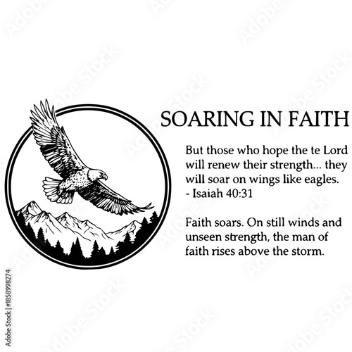 Soaring in Faith Christian Eagle Isaiah 40:31 Bible Verse Illustration