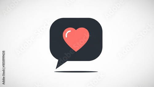 Heart icon in a speech bubble representing love message or feedback modern flat design for communication and social media