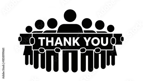 Group of diverse people holding a Thank You banner representing gratitude and appreciation ideal for business or community messages