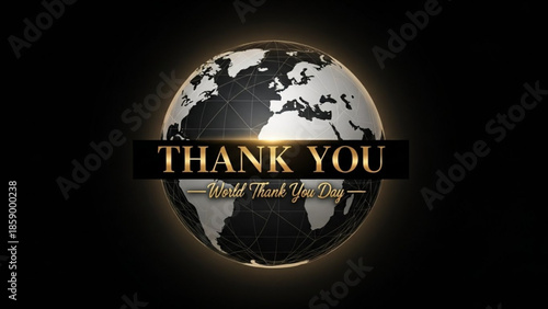 Global Thank You message with Earth illustration celebrating World Thank You Day with gratitude and appreciation concept for international communication