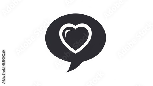 Heart icon in a speech bubble representing love or positive feedback isolated on white background for communication concepts