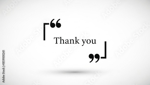Simple Thank you text with quotation marks and shadow isolated on white background a minimalist graphic for expressing gratitude