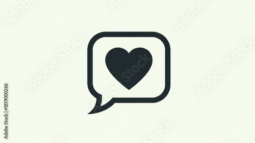 Heart icon inside a speech bubble a simple dark glyph representing love or a positive message perfect for social media and communication apps