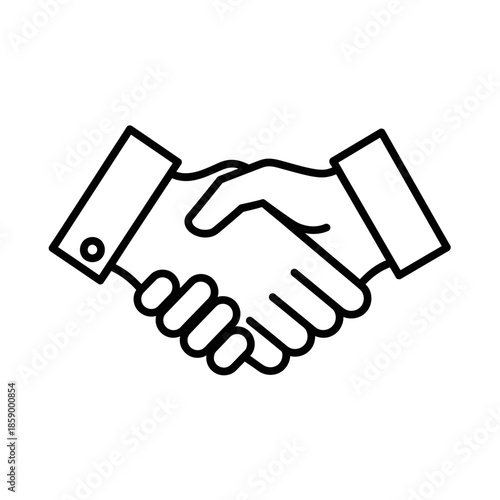 Business handshake icon, agreement, partnership, cooperation, deal, teamwork, success, vector illustration