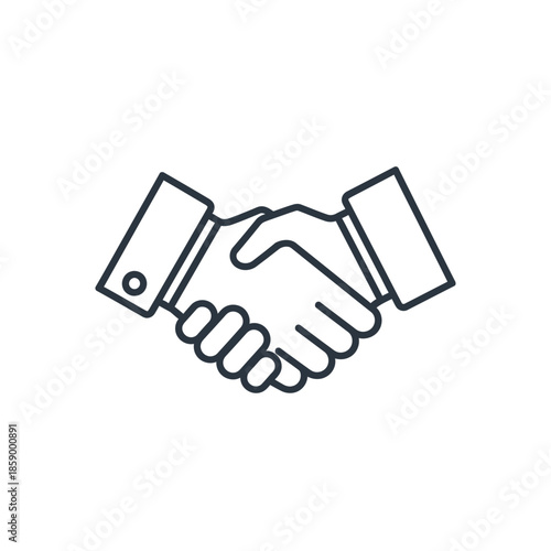 Business handshake icon, agreement, partnership, cooperation, teamwork, success, trust concept line art