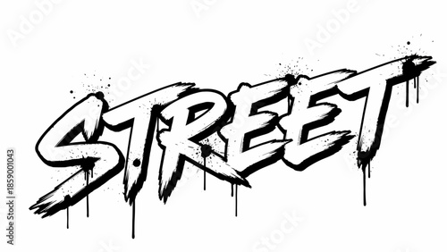 Street Art Graffiti Style Typography Word Art Design with Drips and Splatter Effect