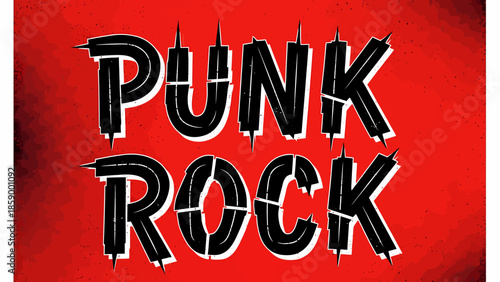Energetic punk rock graphic design featuring bold, distressed typography with an edgy, rebellious aesthetic, a raw visual statement whisked together