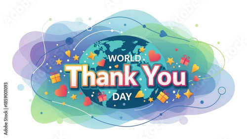 World Thank You Day celebration with global elements colorful abstract background and festive decorations conveying gratitude and appreciation