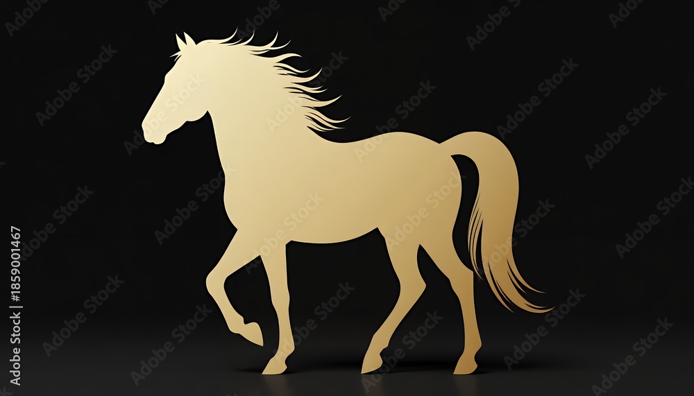 Fototapeta premium Stylized Golden Horse Silhouette on Dark Background