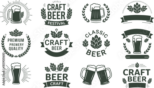 Collection of Craft Beer Festival and Brewery Quality Emblems and Badges