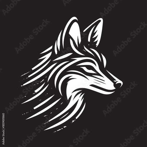 Vector image of a wolf head on a black background. Vector illustration