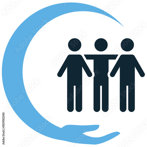 Community support icon vector for social welfare. Ideal for illustrating charity, helping hands, care services, and neighborhood assistance.