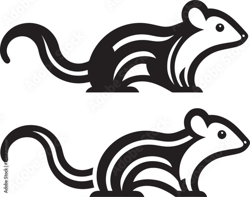 Set of two stylized rats. Isolated on white background