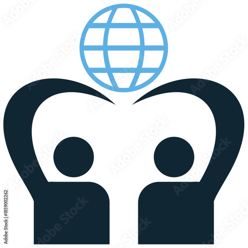 Volunteer network icon vector for charity organizations. Ideal for illustrating teamwork, global aid connections, and helping hands communities.