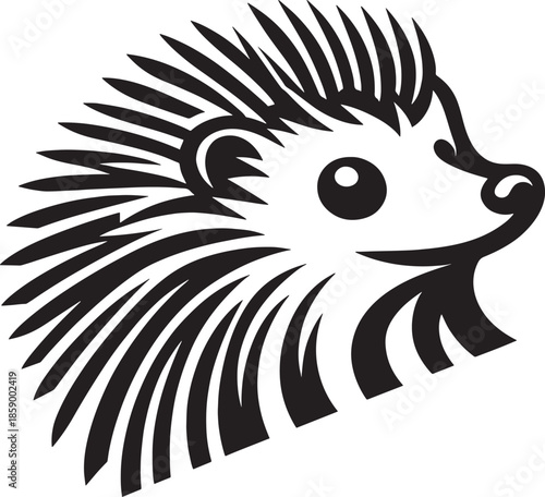 Hedgehog drawing on a white sheet of paper with a pen