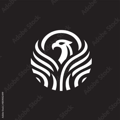 Black vector silhouette illustration of a woman and a girl wearing flower wreaths with a tribal dragon and swan bird element for a nature tattoo design art logo