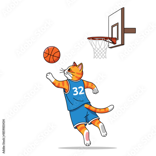 Basketball player silhouette jumping with a ball in a fun vector illustration