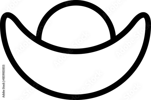 Outline icon of a traditional Chinese gold ingot symbolizing wealth, success, and prosperity in Lunar New Year traditions. Perfect for financial themes, festive designs, and cultural graphic resources