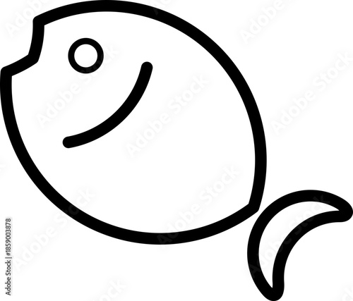 Minimal outline icon of a lucky fish symbolizing abundance, surplus, and prosperity in Lunar New Year traditions. Designed in clean line style, suitable for holiday graphics, cultural projects,