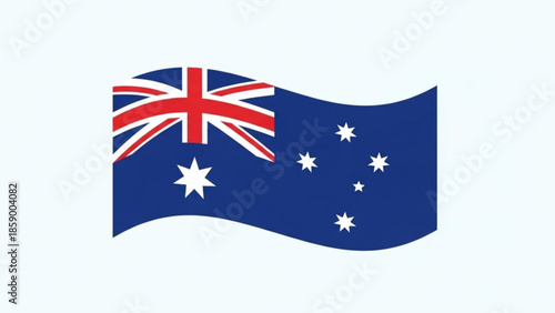 Australian flag waving in the wind on a clear day symbolizing national pride and identity