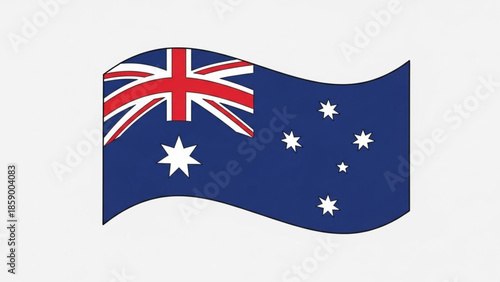 Australian flag waving in the wind on a clear day