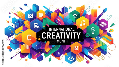 Vibrant Creativity Celebration with Artistic Elements and Symbols