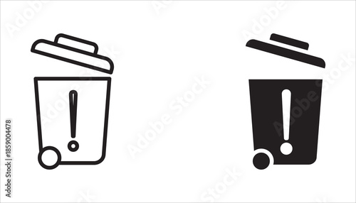 Trash bin vector icon set. Trash collection sign illustration. Trash bin symbol or logo. Trash can. White background.